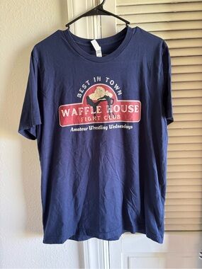 Bella Canvas Navy Graphic Tee with Red and Cream Logo